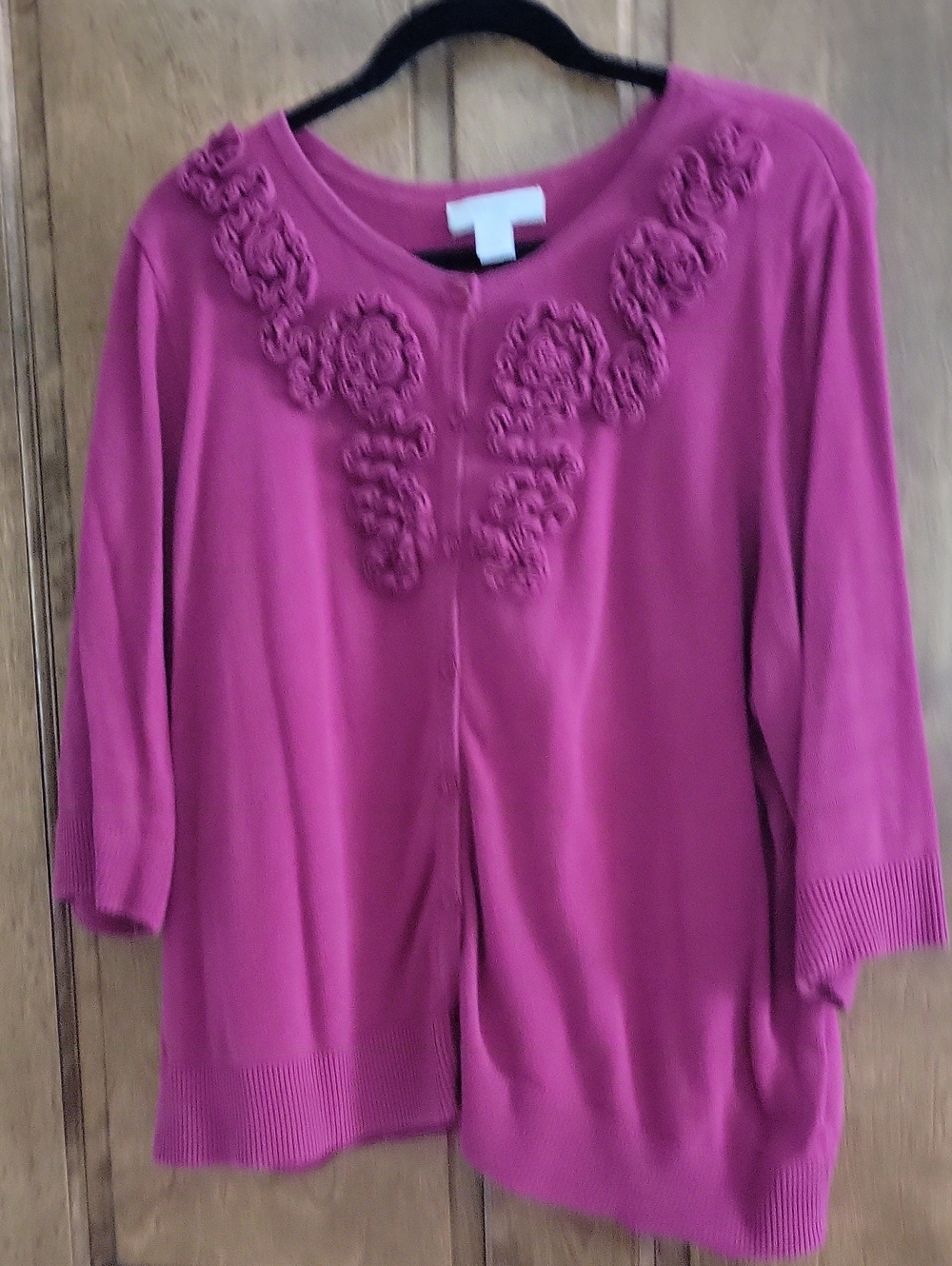 Women's Pink Floral Botton Down Knit Top 1X